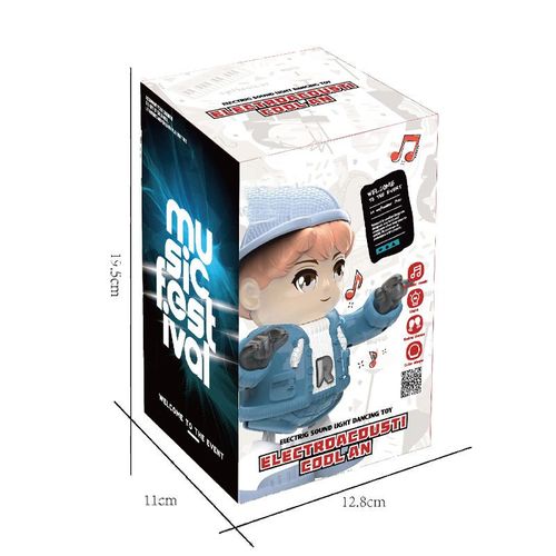 Electronic music cartoon doll dancing cool girl boy toy with light music