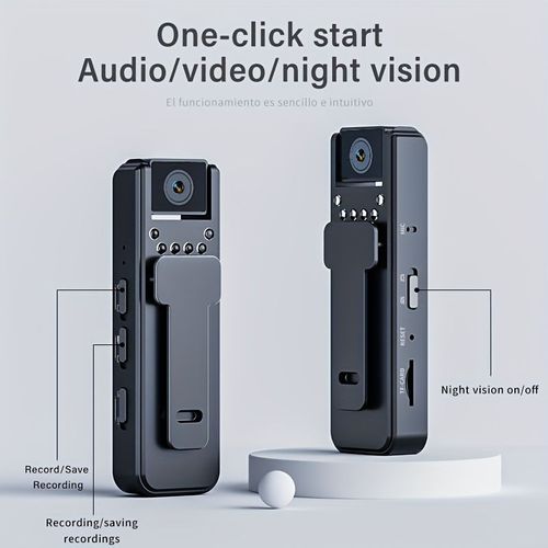 Body camera with audio and video recording, 180° rotating lens