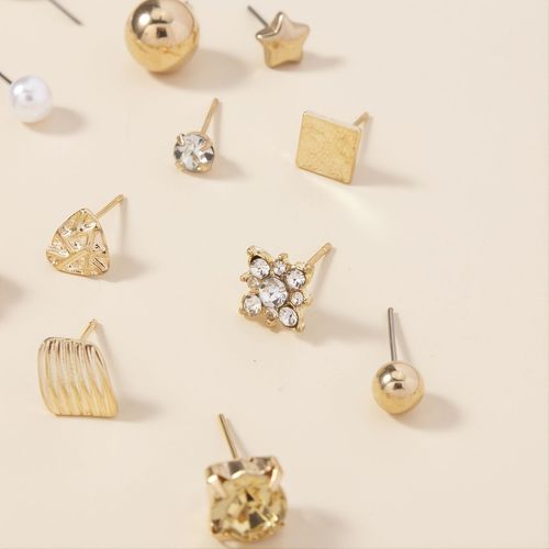 1 set of 30 pairs of fashionable alloy heart-shaped imitation pearl letter earrings set