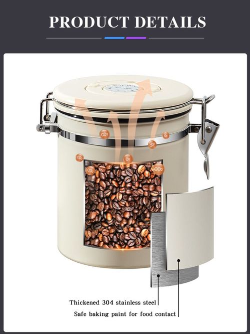 New Design Vacuum Seal Food Storage Coffee Jar Airtight Stainless Steel Coffee Jar