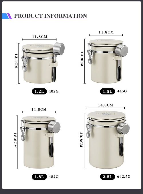 New Design Vacuum Seal Food Storage Coffee Jar Airtight Stainless Steel Coffee Jar