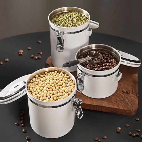 New Design Vacuum Seal Food Storage Coffee Jar Airtight Stainless Steel Coffee Jar
