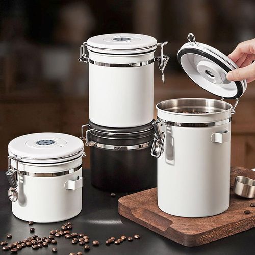 New Design Vacuum Seal Food Storage Coffee Jar Airtight Stainless Steel Coffee Jar