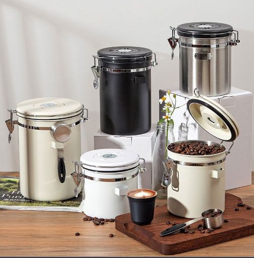 New Design Vacuum Seal Food Storage Coffee Jar Airtight Stainless Steel Coffee Jar