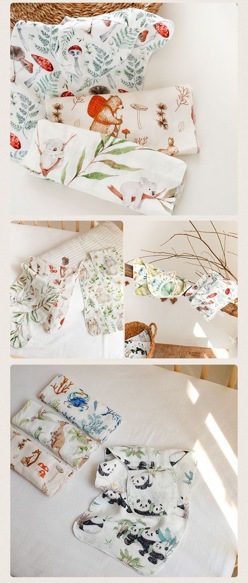 Baby bamboo cotton gauze sweat-absorbent towel children's kindergarten pad back towel boys and girls baby sweat-absorbent towel