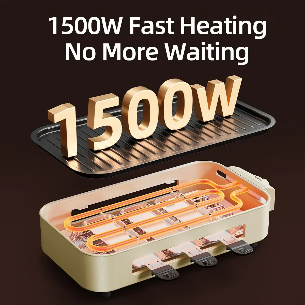 Complete set of electric grill pan with hand plate grill, 2 in 1 indoor electric grill, adjustable temperature, 1500W smokeless grill