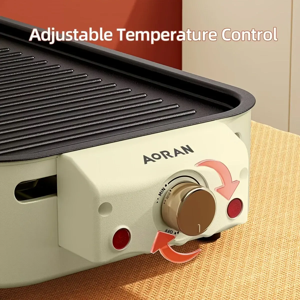 Complete set of electric grill pan with hand plate grill, 2 in 1 indoor electric grill, adjustable temperature, 1500W smokeless grill