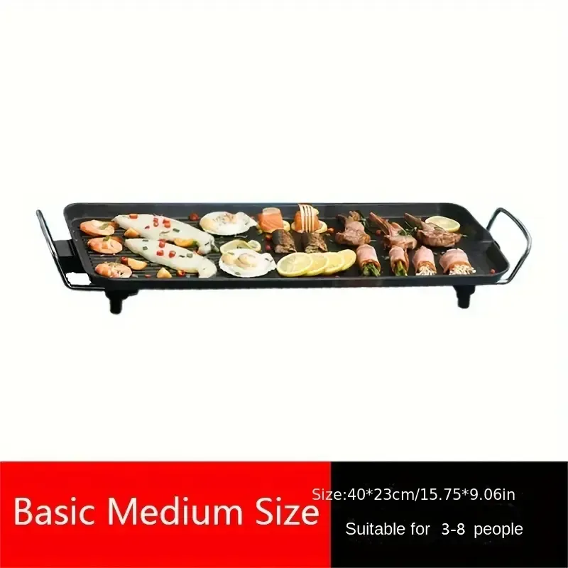 Complete set of electric grill pan with hand plate grill, 2 in 1 indoor electric grill, adjustable temperature, 1500W smokeless grill