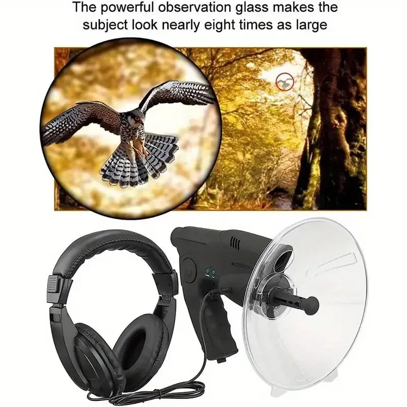 Parabolic microphone with bio-ear technology and telescope: bird call amplifier and outdoor listening device