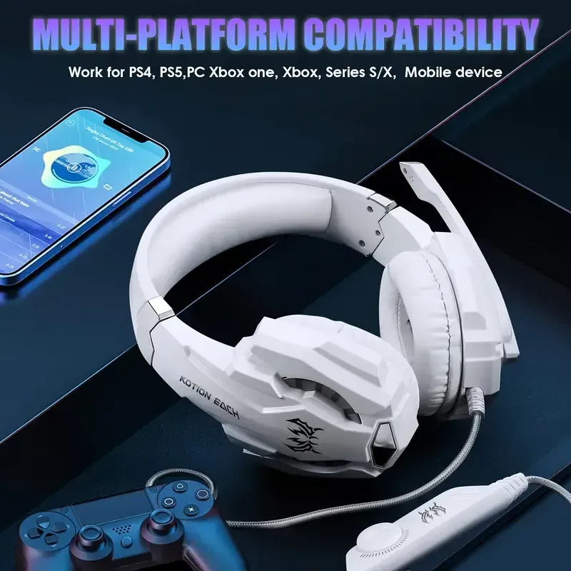 G9000 Over-ear gaming headset with noise cancelling mic, LED light and soft memory foam ear cups Surround sound