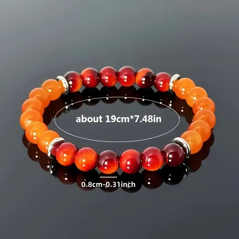 Orange Quartz and Red Gradient Gemstone Stretch Bracelet