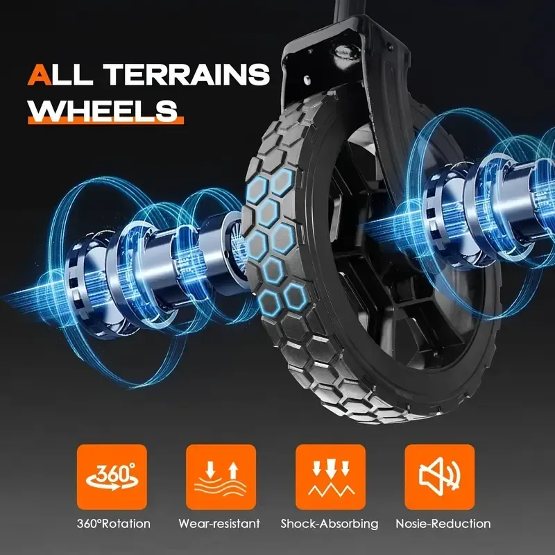 Folding Trolley, Heavy Duty Portable Outdoor Beach Cart with 360° All-terrain Wheels, Side Bags and Large Capacity