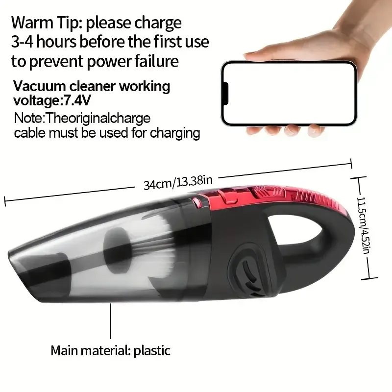 Car vacuum cleaner, high power for wet and dry cleaning, handheld vacuum cleaner,