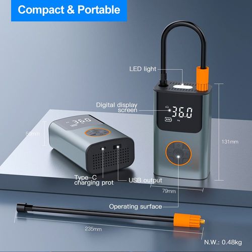 Portable Mini Wireless Digital Air Pump Rechargeable Battery Car Tire Compressor Manufacturer Cordless Tire Air Pump for Home Use