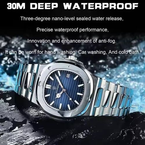 New Men's Watch P613 Reloj Hombre Custom Logo Stainless Steel Quartz Watch Men's Luxury Waterproof Date Watch