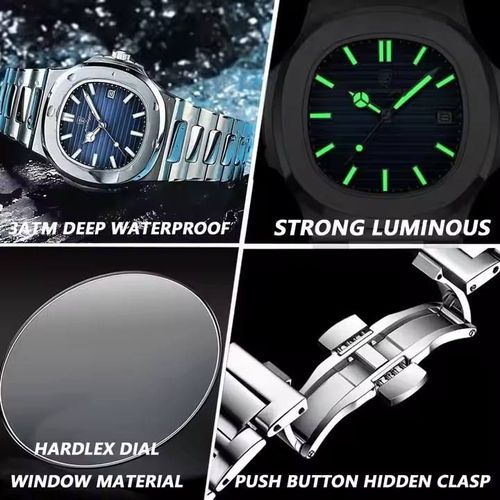 New Men's Watch P613 Reloj Hombre Custom Logo Stainless Steel Quartz Watch Men's Luxury Waterproof Date Watch