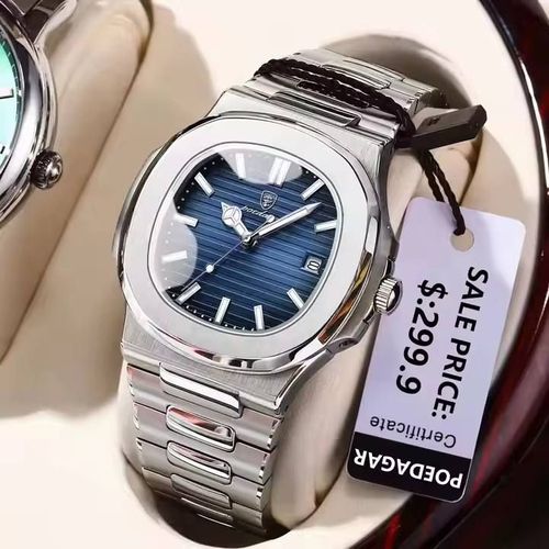 New Men's Watch P613 Reloj Hombre Custom Logo Stainless Steel Quartz Watch Men's Luxury Waterproof Date Watch