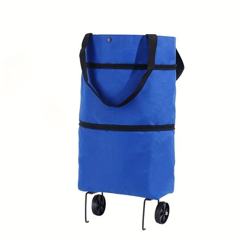 Extra Large Folding Stroller with Removable Waterproof Bag and Side Pockets - Heavy Duty Stainless Steel Crystal Wheels, Oxford Cloth,