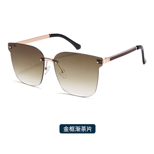 New adult frameless sunglasses for men and women, trendy large frame slim sunglasses, trendy sun protection, fashionable glasses