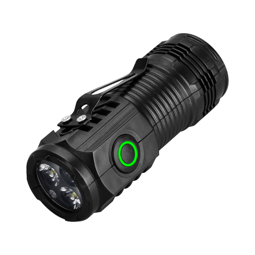 Material ABS de nível tático, saída LED super brilhante de três olhos, carregamento direto USB é portátil e durável, camping e caminhadas são totalmente iluminados à noite e o escudo de luz é mais seguro ao transportá-lo.