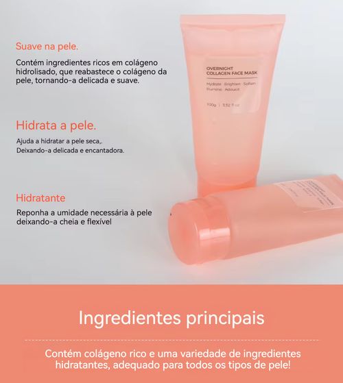 Máscara noturna de colagénio