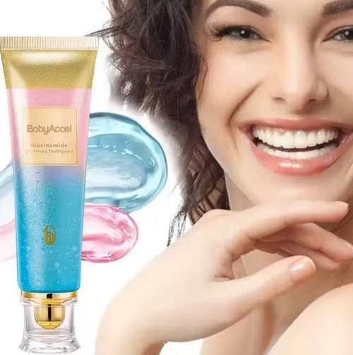 Pasta de dentes branqueadora com niacinamida utilizada para limpeza oral, cuidados das gengivas e remoção de manchas dentárias