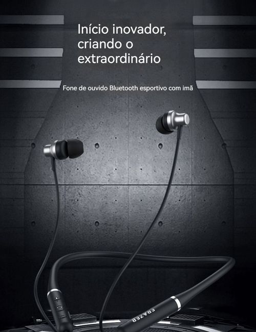 Fone Bluetooth com fio de pescoço