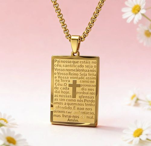 Colar clássico de oração bíblica de aço titânio