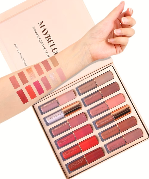 Trendy líquido brilho matte pérola anti-pegajoso caneca lápis 12 cores