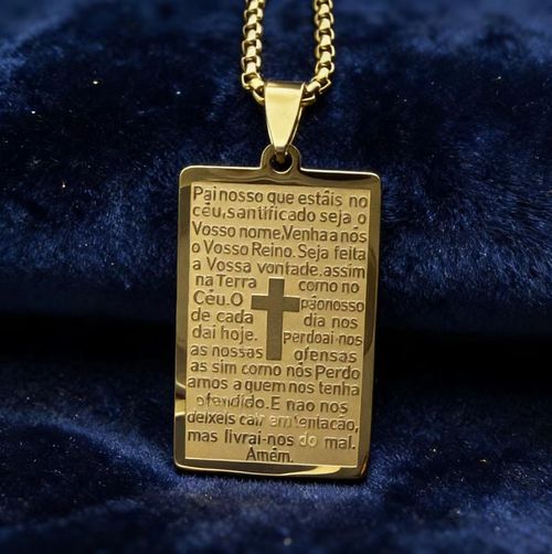 Colar clássico de oração bíblica de aço titânio