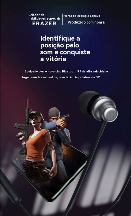 Fone Bluetooth com fio de pescoço