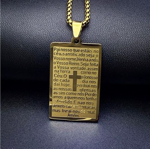Colar clássico de oração bíblica de aço titânio