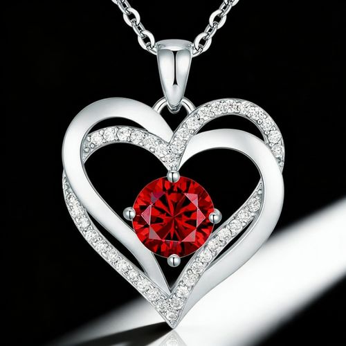 Colar Coração Eterno com Pedras Brilhantes Novo