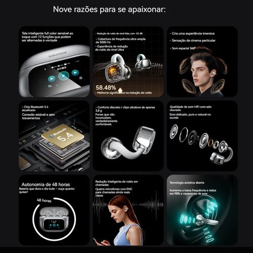 Novo fone de ouvido Bluetooth Ai Tradução Transmissão óssea fone de ouvido de orelha Bluetooth sem fio