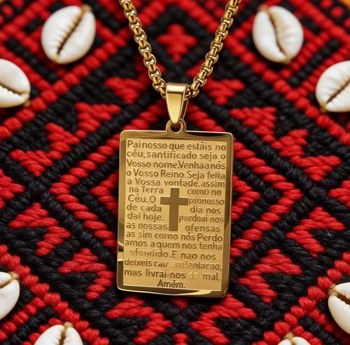 Colar clássico de oração bíblica de aço titânio