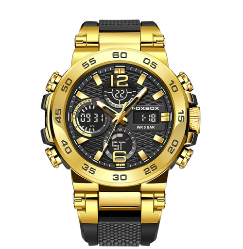 Relógio FOXBOXLige Fashion para homem, multifunções, com duplo display, luminoso, desportivo e casual, à prova de água.