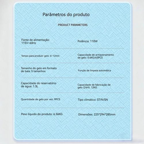 Máquina de fazer gelo rápida de 6 a 8 minutos para eletrodomésticos inteligentes