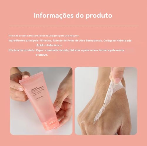 Máscara noturna de colagénio