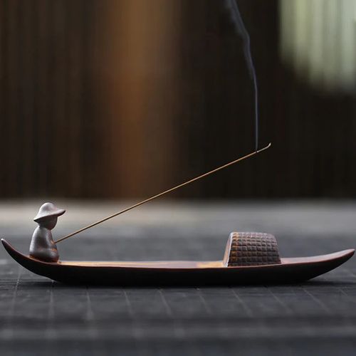 Buddha Stones A Lonely Fisherman Afloat Ceramic Healing Incense Burner