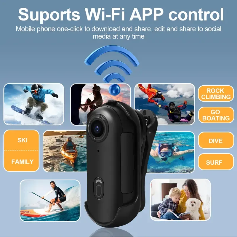 128GB 4K Thumb Action Camera, Thumb POV Portable Body Cam, Tiny Size, Hands Free, Mount Anywhere Magnetic Sport DV, Bike Cycling, Pet, Vlogging Card Water Proof