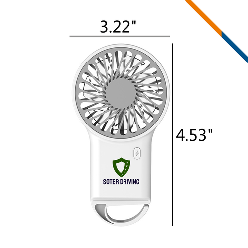 New Portable Handheld Air Conditioner Fan - Foldable Desktop USB Rechargeable Mini Fan with Cartoon Design & Hiking Carabiner