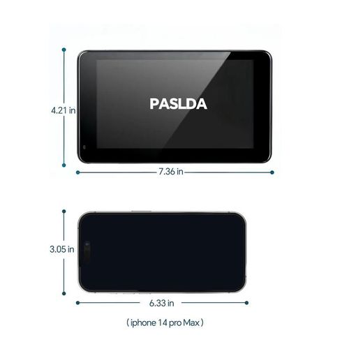 PASLDA 7 Inch Wireless CarPlay Android Auto Display Siri Google Voice Control Non Destructive Installation Universal 12 24V Fit Supports Mirroring And Navigation