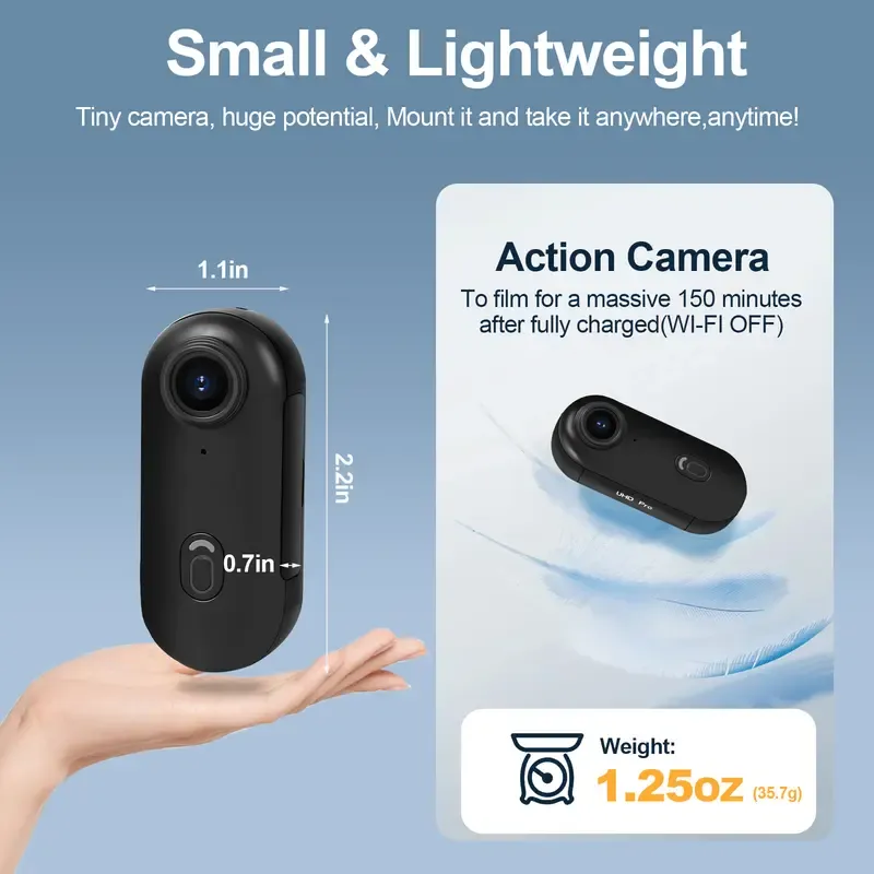 128GB 4K Thumb Action Camera, Thumb POV Portable Body Cam, Tiny Size, Hands Free, Mount Anywhere Magnetic Sport DV, Bike Cycling, Pet, Vlogging Card Water Proof