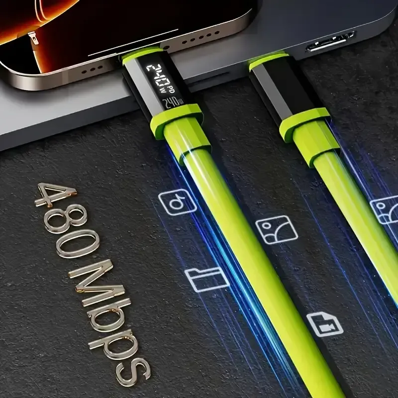 Buy 1 Get 1 Free 240W Fast Charging Cable, Mobile Data Cable, Smart Quick Charge, High-Power Fast Charging, Compatible with Apple Type-C Charging Smartphone Cellphone