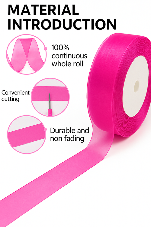 Pink-Solid Pink-Orange-Gold Satin Ribbon - Easy-Cut Gift Packaging Essential  Perfect for Gift Wrapping!