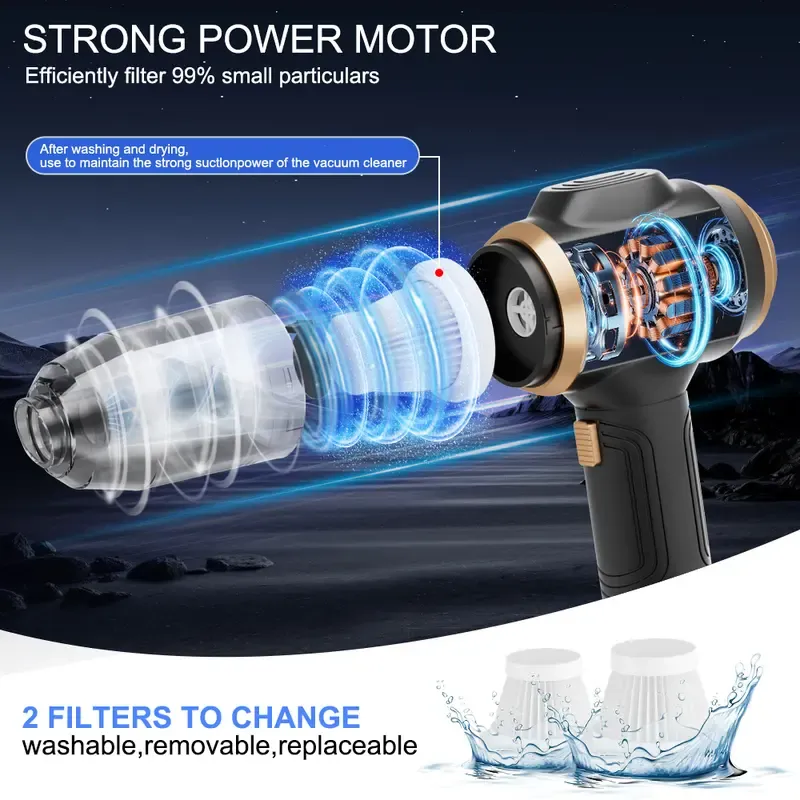 Handheld Cordless Car Vacuum Cleaner, 19000PA Powerful, 6-in-1 Portable Vacuum Cleaner with Smart Display, Suitable for Car, Home, Office, Pet Portable High portable cordless Cleaning Machine.The Best Gift for Dad. Interior Detailing Kit