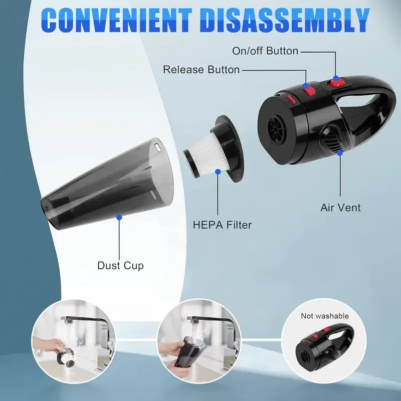 Handheld Car Vacuum Cleaner, Portable Car Cordless Vacuum Cleaner, Mini Handheld Vacuum Cleaner, Multipurpose Dust Removal and Cleaning Tools For Car Home