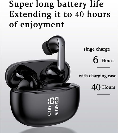 Active Noise Canceling Headphones with Digital Display - Long Battery Life Wireless Bluetooth Gaming Headphones Low Latency