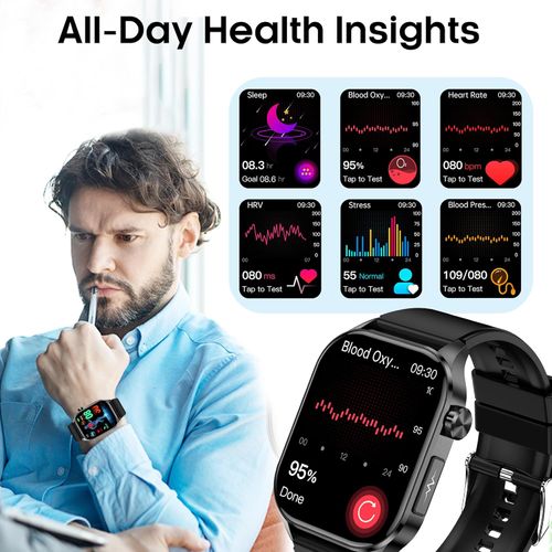 GE52 Smart Watch with ECG - Non-Invasive Glucose, Uric Acid & Blood Lipids Monitor | Intelligent Health Management Watch