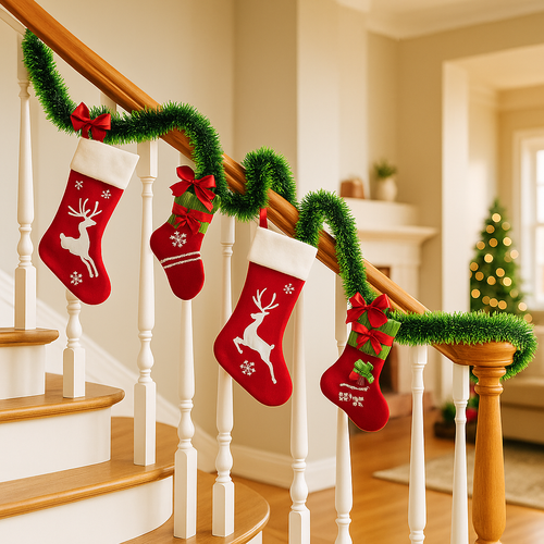 Classic Green-White  Christmas GarlandTwist Xmas Frosted Tip Hanging Garland for Christmas Tree Decoration Indoor Outdoor Home Holiday Party Decor